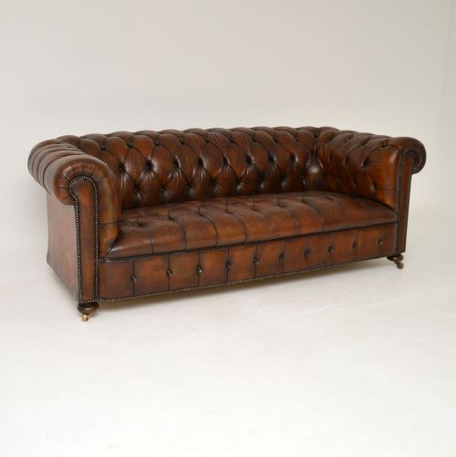 Antique Deep Buttoned Leather Chesterfield Sofa