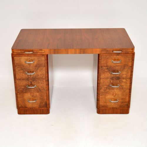 fig 1. 1930's Art Deco Burr Walnut Desk by Hampton's of Pall Mall