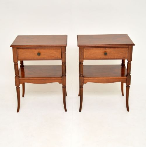 fig 1. Pair of Antique Figured Walnut Bedside Tables