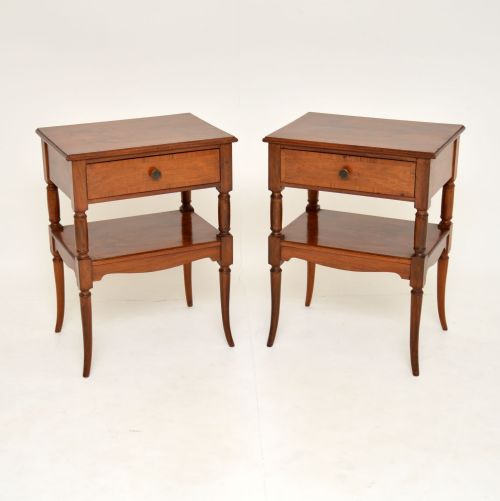 Pair of Antique Figured Walnut Bedside Tables