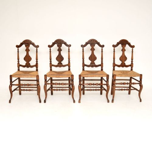 Set of 4 Antique French Provincial Walnut Dining Chairs