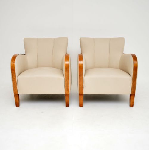 fig 1. Pair of Swedish Art Deco Satin Birch Armchairs