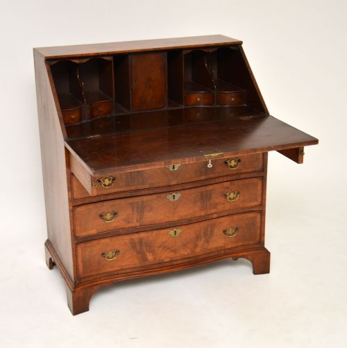 fig 1. Antique Walnut Serpentine Fronted Writing Bureau