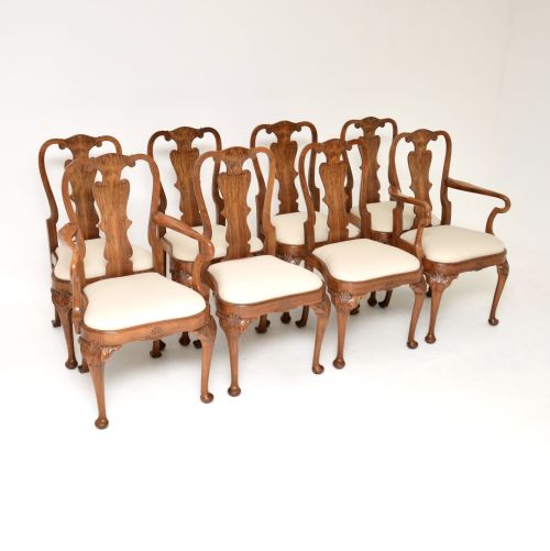 Set of 8 Antique Walnut Dining Chairs