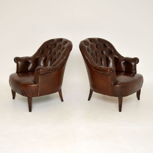 fig 1. Pair of Antique Swedish Leather Armchairs