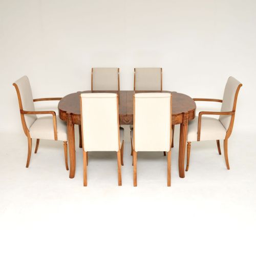Art Deco Burr Walnut Dining Table & Chairs by Hille