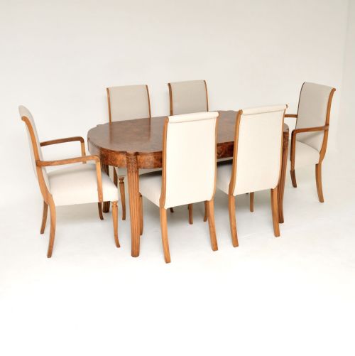fig 1. Art Deco Burr Walnut Dining Table & Chairs by Hille