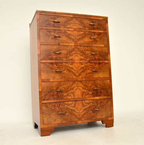 1930'S Art Deco Figured Walnut Chest of Drawers