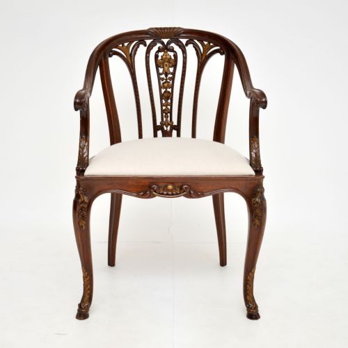 fig 1. Antique Victorian Mahogany Parcel-Gilt Armchair