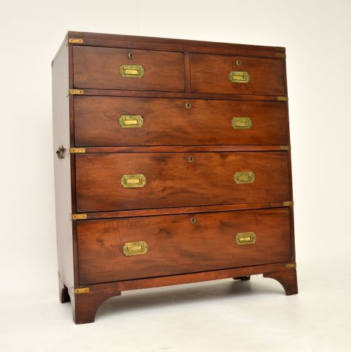 Antique Mahogany Military Campaign Chest of Drawers