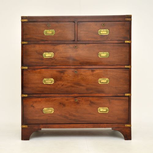 fig 1. Antique Mahogany Military Campaign Chest of Drawers
