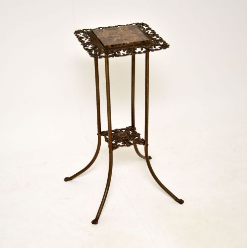 Antique Iron & Marble Planter Table