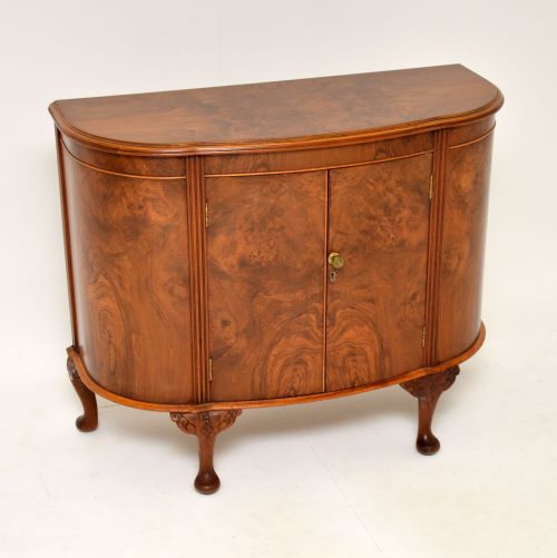 fig 1. Antique Queen Anne Style Burr Walnut Cabinet