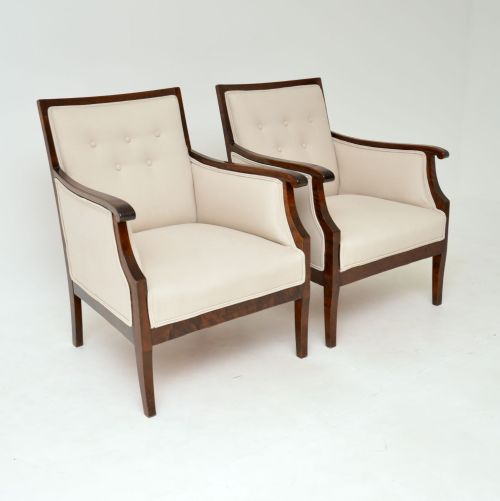 fig 1. Pair of Antique Swedish Satin Birch Armchairs