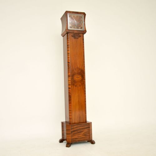 1930'S Art Deco Walnut Long Case Grandmother Clock