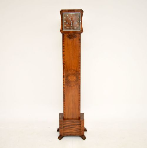 fig 1. 1930's Art Deco Walnut Long Case Grandmother Clock