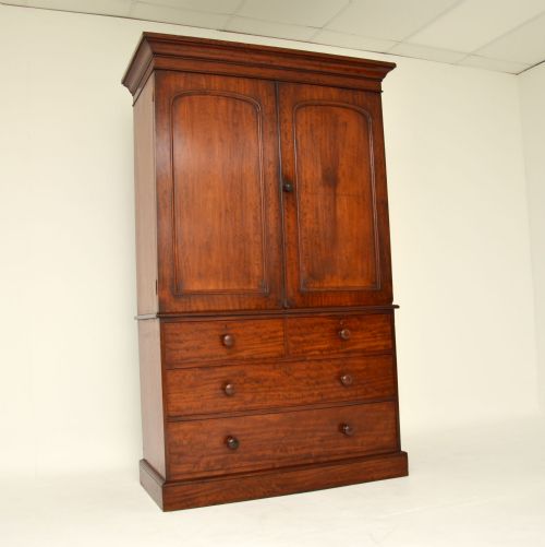 Antique Victorian Mahogany Linen Press by Heal & Son
