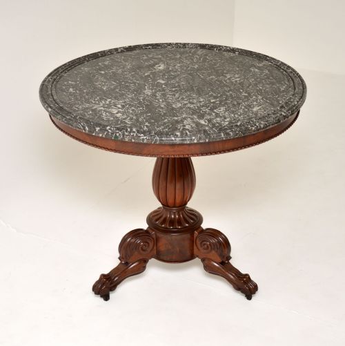 fig 1. Antique French Mahogany Marble Top Gueridon Table