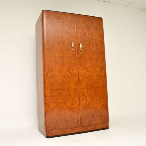 1920'S Art Deco Burr Walnut Compactum Wardrobe