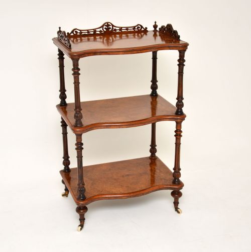 Antique Victorian Burr Walnut Whatnot Side Table