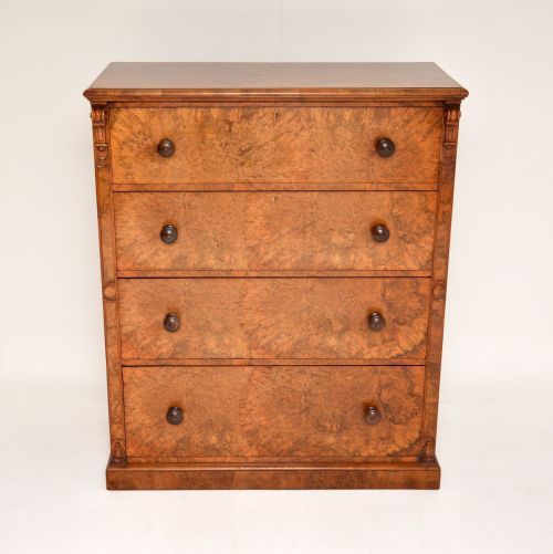 fig 1. Antique Victorian Burr Walnut Chest of Drawers