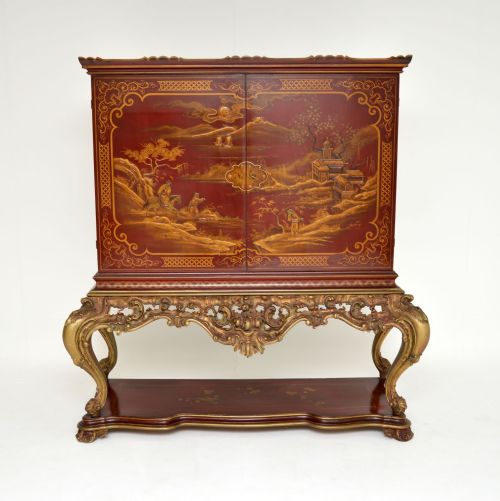 fig 1. Antique Lacquered Chinoiserie Cocktail Drinks Cabinet