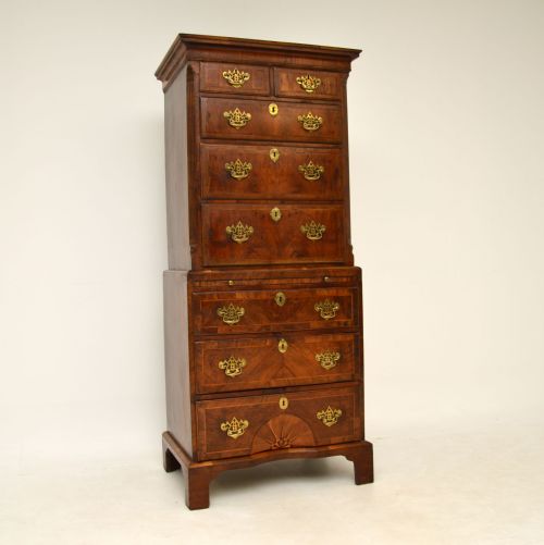 fig 1. Antique Georgian Period Walnut Chest on Chest