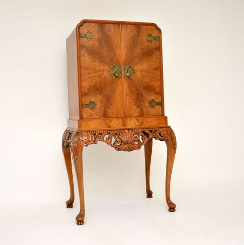 Antique Figured Walnut Cocktail Drinks Cabinet