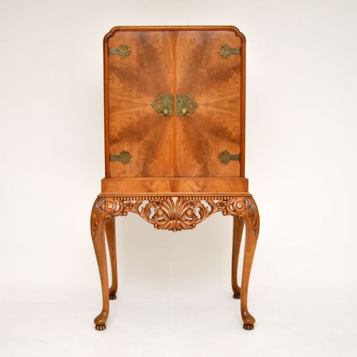 fig 1. Antique Figured Walnut Cocktail Drinks Cabinet