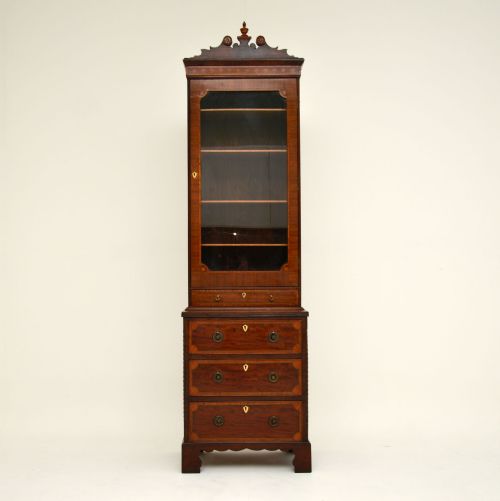 fig 1. Antique Georgian Period Inlaid Mahogany Miniature Bookcase