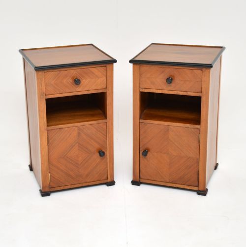 Pair of French Art Deco Walnut Bedside Cabinets