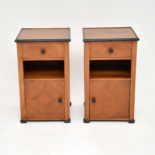 fig 1. Pair of French Art Deco Walnut Bedside Cabinets
