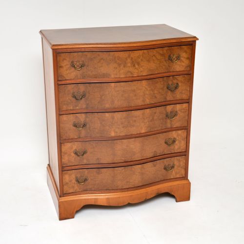 Antique Burr Walnut Serpentine Chest of Drawers