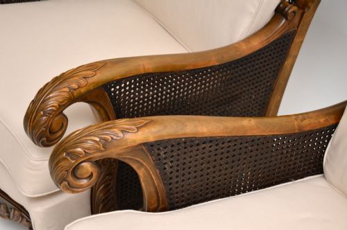 fig 1. Pair of Antique Swedish Satin Birch Bergere Armchairs