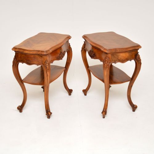 fig 1. Pair of Antique French Walnut Side or Bedside Tables

