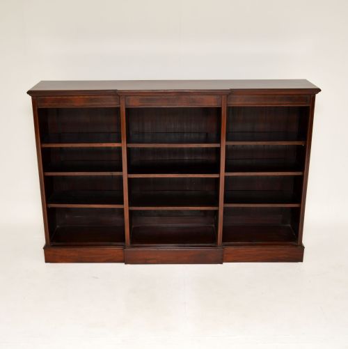 fig 1. Antique Edwardian Inlaid Mahogany Open Bookcase