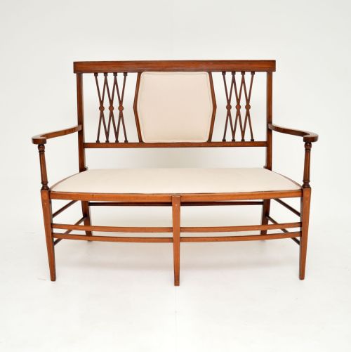 fig 1. Antique Inlaid Mahogany Edwardian Sheraton Revival Settee