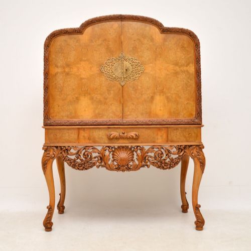 fig 2. Antique Burr Walnut Cocktail Drinks Cabinet By Hille