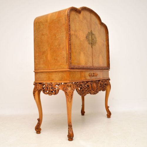 fig 3. Antique Burr Walnut Cocktail Drinks Cabinet By Hille