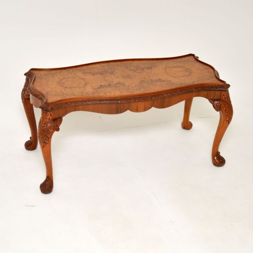 Antique Burr Walnut Queen Anne Style Coffee Table