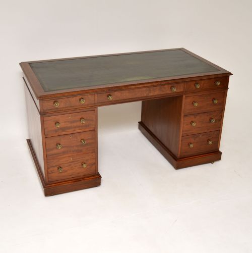 Large Antique Victorian Mahogany Pedestal Desk

