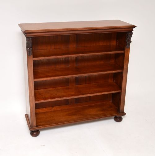 Antique Victorian Walnut Open Bookcase
