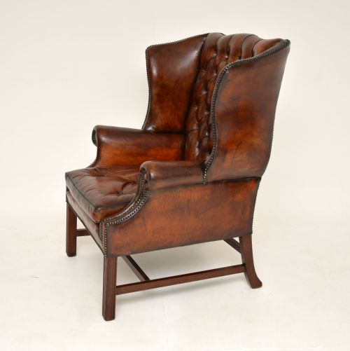 fig 1. Antique Leather Wing Back Armchair