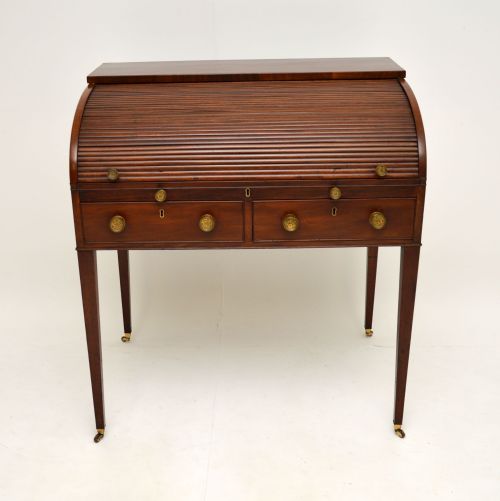 fig 1. Antique Period George III Mahogany Tambour Top Desk