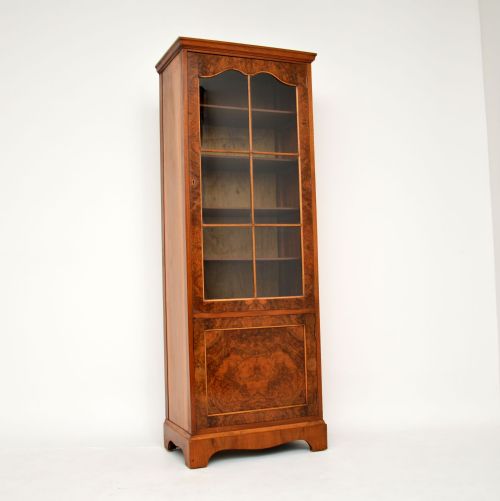 Antique Burr Walnut Slim Bookcase