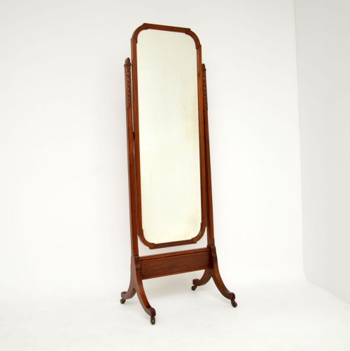 Antique Victorian Georgian Style Mahogany Cheval Mirror