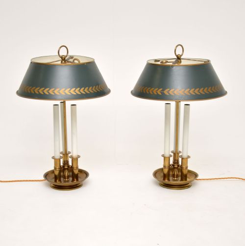 Pair of Antique Tole & Brass Table Lamps