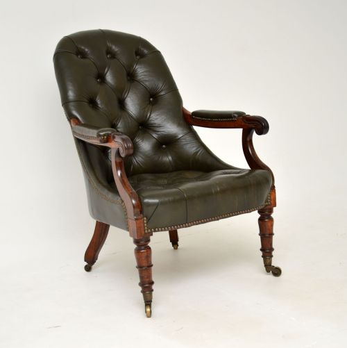Antique William IV Rosewood & Leather Armchair