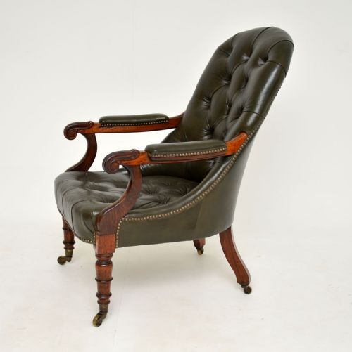 fig 1. Antique William IV Rosewood & Leather Armchair
