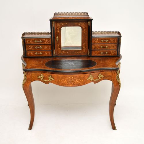 fig 1. Antique Victorian Inlaid Burr Walnut Writing Table Bonheur De Jour Desk